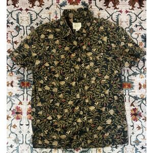 American Eagle Shirt Mens Small Green Floral Hawaiian Short Sleeve